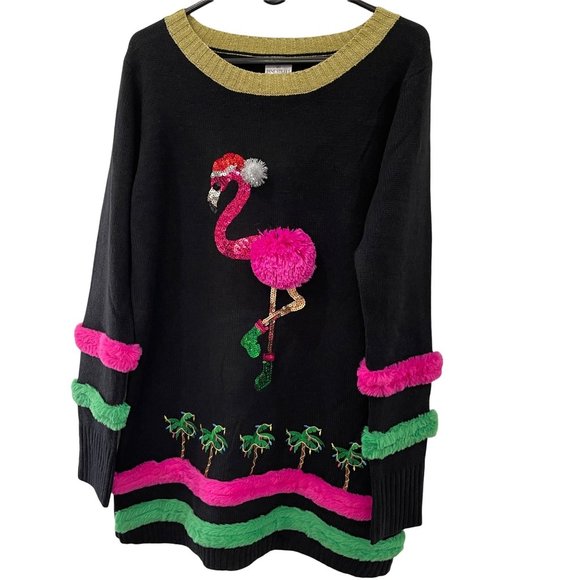 99 Jane Street Sweaters - New 99 Jane Street Large Pink Flamingo  Holiday Sweater Size XL-  Ugly Sweater
